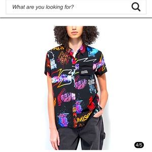 Broken Promises Simulation Black Short Sleeve Button Up Shirt